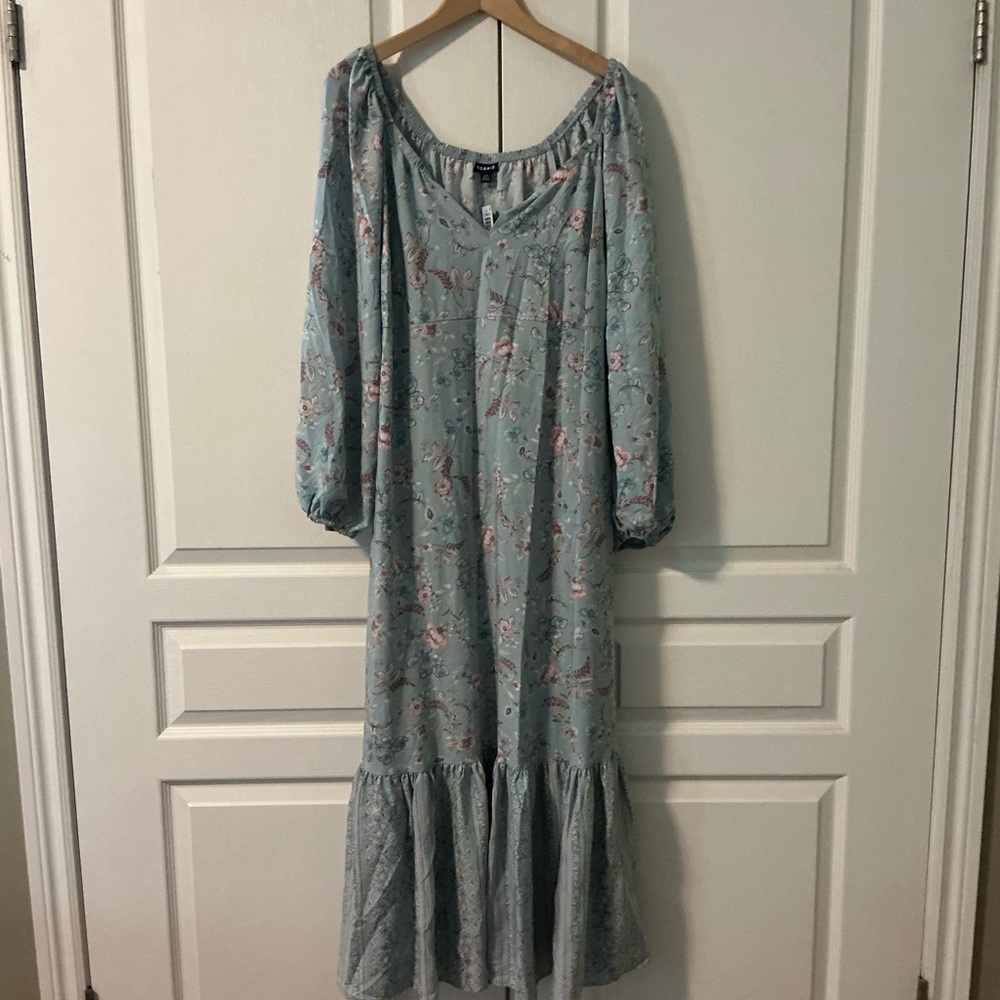 torrid Pale Blue Floral Maxi Dress with Ruffle Hem
